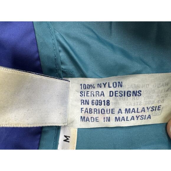 Vintage Sierra Designs Anorak Jacket M Teal Purple 90s Pullover Hooded - Picture 3 of 14